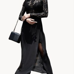 Elegant Black Lace Long Sleeve Dress
